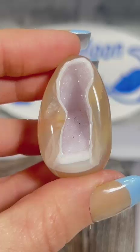 Pink Agate with Lilac Druzy Amethyst #2