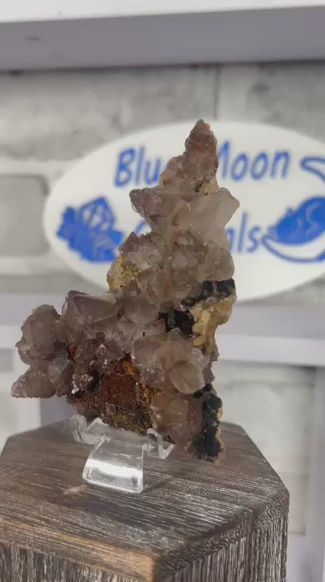 Dogtooth & Diamond Calcite with Psilomelane & Hematite